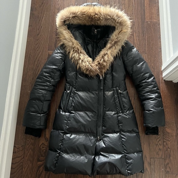 Mackage Black Puffer “Chloe” Coat with Brown Fur Trim - Picture 4 of 8